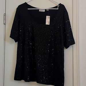 Avenue Black sequin top Size 18/20